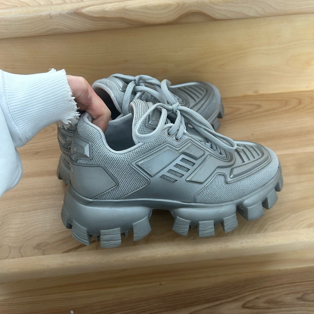 Prada Metallic Gray Women's Sneakers cloudburst thunder